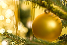 Holiday Series: Close Up Of Yellow Christmas Ball