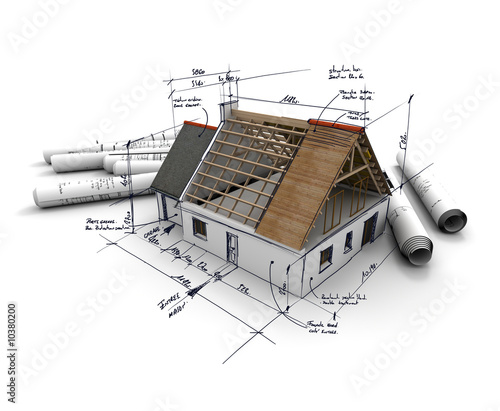 Fototapeta do kuchni 3D rendering of an architecture model 2