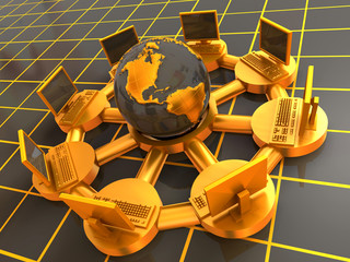 Fototapete - Concept of internet. 3d