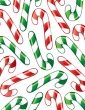 Illustration Of Red And Green Candy Canes As A Background.