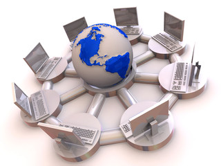 Fototapete - Concept of internet. 3d