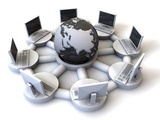 Fototapete - Concept of internet. 3d