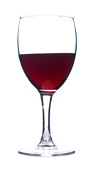 close-up red wine in glass, isolated on white