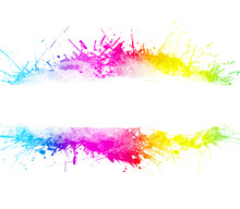 Rainbow Washed Watercolor Splatter Background