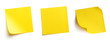 Leinwandbild Motiv Yellow blank post-it notes isolated on white