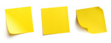 Fototapeta  - Yellow blank post-it notes isolated on white