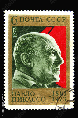 Cuadros en Lienzo Old Soviet postage stamp with Pablo Picasso