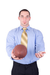 American football coach hold injections and ball