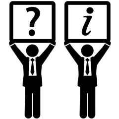 Wall Mural - Business man with question answer information symbols