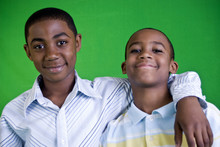 Two Young African American Boys Who Are Friends.
