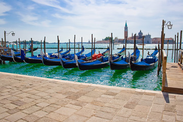 Wall Mural - gondolas anchored on Grand Canal in Venice