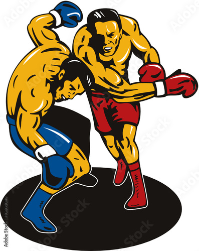 Foto-Duschvorhang nach Maß - Boxer connecting a knockout (von patrimonio designs)