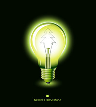 Christmas Tree Light Bulb - Green - Vector