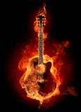 Fototapeta Młodzieżowe - Fire guitar