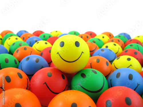 Fotomural Yellow smiley and hundred smileys rubber balls