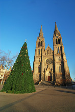 Church And Christmas Tree