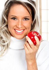 Wall Mural - Woman with apple