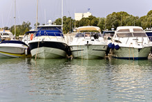 Marina With Speedboats And Yachts