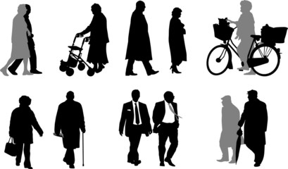 vector collection of senior  silhouettes