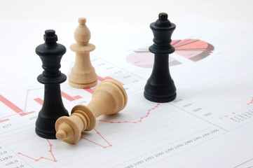 Wall Mural - chess man over business chart