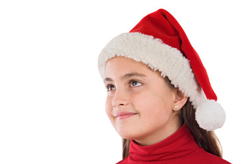 Sticker - Beautiful girl with hat of christmas