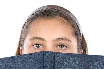 Wall Mural - Adorable girl with a book