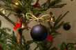 Matte blue Christmas ball with tree