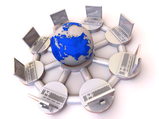 Fototapete - Concept of internet. 3d