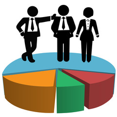 Wall Mural - Business People Sales Team on Profit Growth Pie Chart