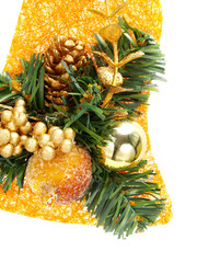  Christmas decoration with bauble, candied fruit, pin cone