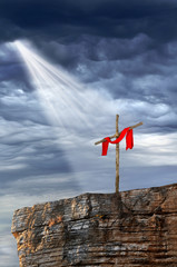 Wall Mural - Cross on Top of Rock