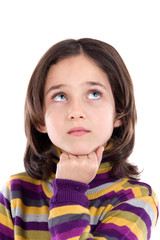 portrait of adorable girl thinking