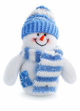 Smiling Snowman Toy Dressed In Scarf And Cap