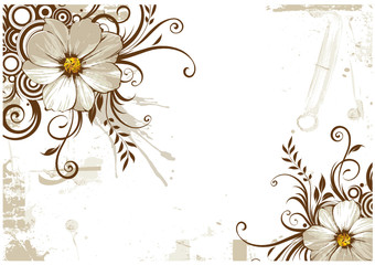 Wall Mural - Grunge floral background