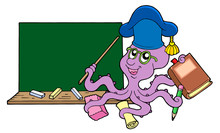 Octopus Teacher With Blackboard