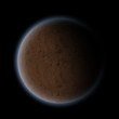 Digital created starfield with dark planet