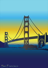 Vector Illustration Of Golden Gate Bridge
