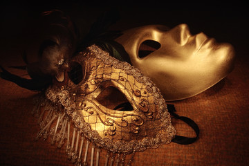 golden venetian masks