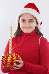 Sticker - Beautiful girl with candle of christmas