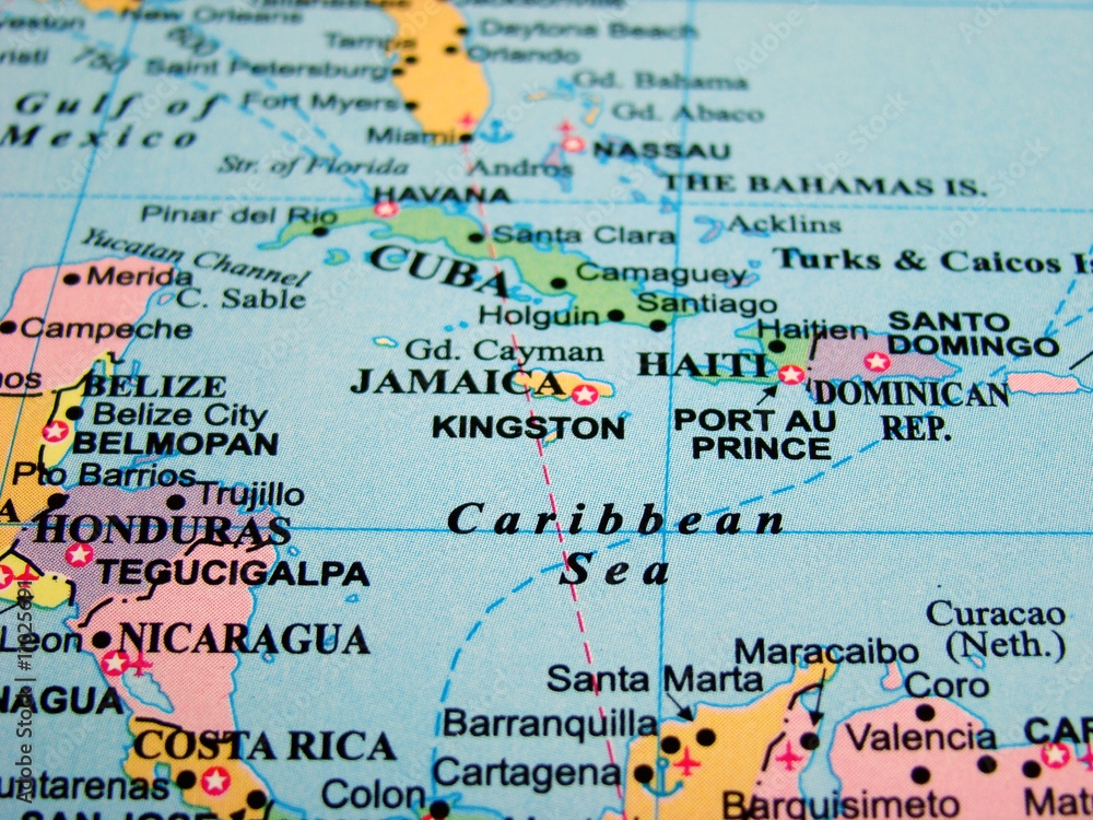 Map of the Caribbean Sea Stock Photo | Adobe Stock