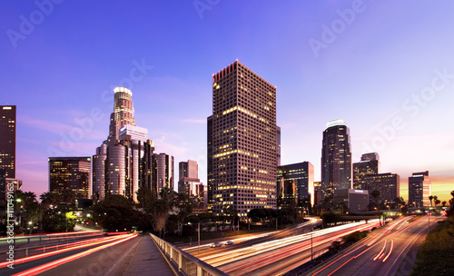 Fotoboard na płycie Los angeles w godzinach szczytu o zachodzie słońca