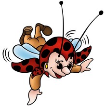 Flying Ladybug - Cartoon Illustration