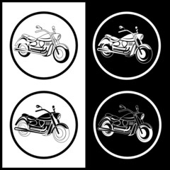 Vector motorcycle icons. Black and white. Simply change.