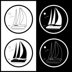 Wall Mural - Vector yacht icons. Black and white. Simply change.