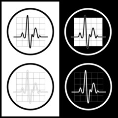 Canvas Print - Vector cardiogram icons. Black and white. Simply change.