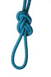 Figure of eight knot on a loop on a blue rope