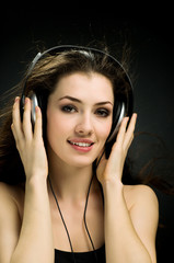 Wall Mural - girl in headphones