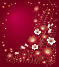 Delicate Floral Red Background