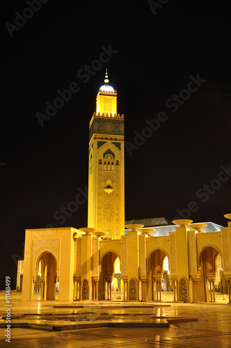 Plakat na papierze fotorealistycznym Hassan ii meczet w Casablanca, Morocco Africa