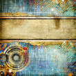 canvas print picture stylish vintage abstraction over denim texture